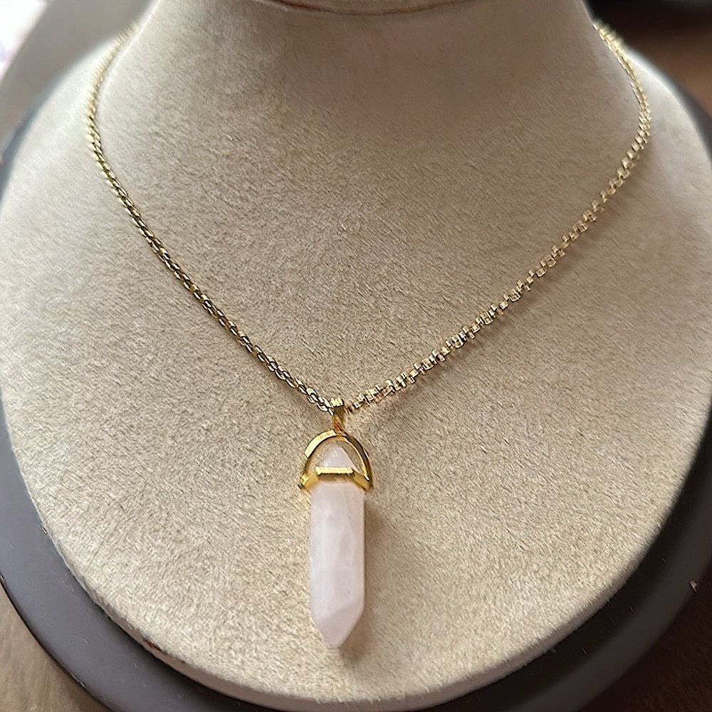 Rose Quartz Crystal Point Necklace